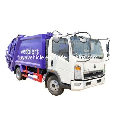 HOWO 4X2 7 Cbm Rear Compactor Garbage Truck with Rear Compacting