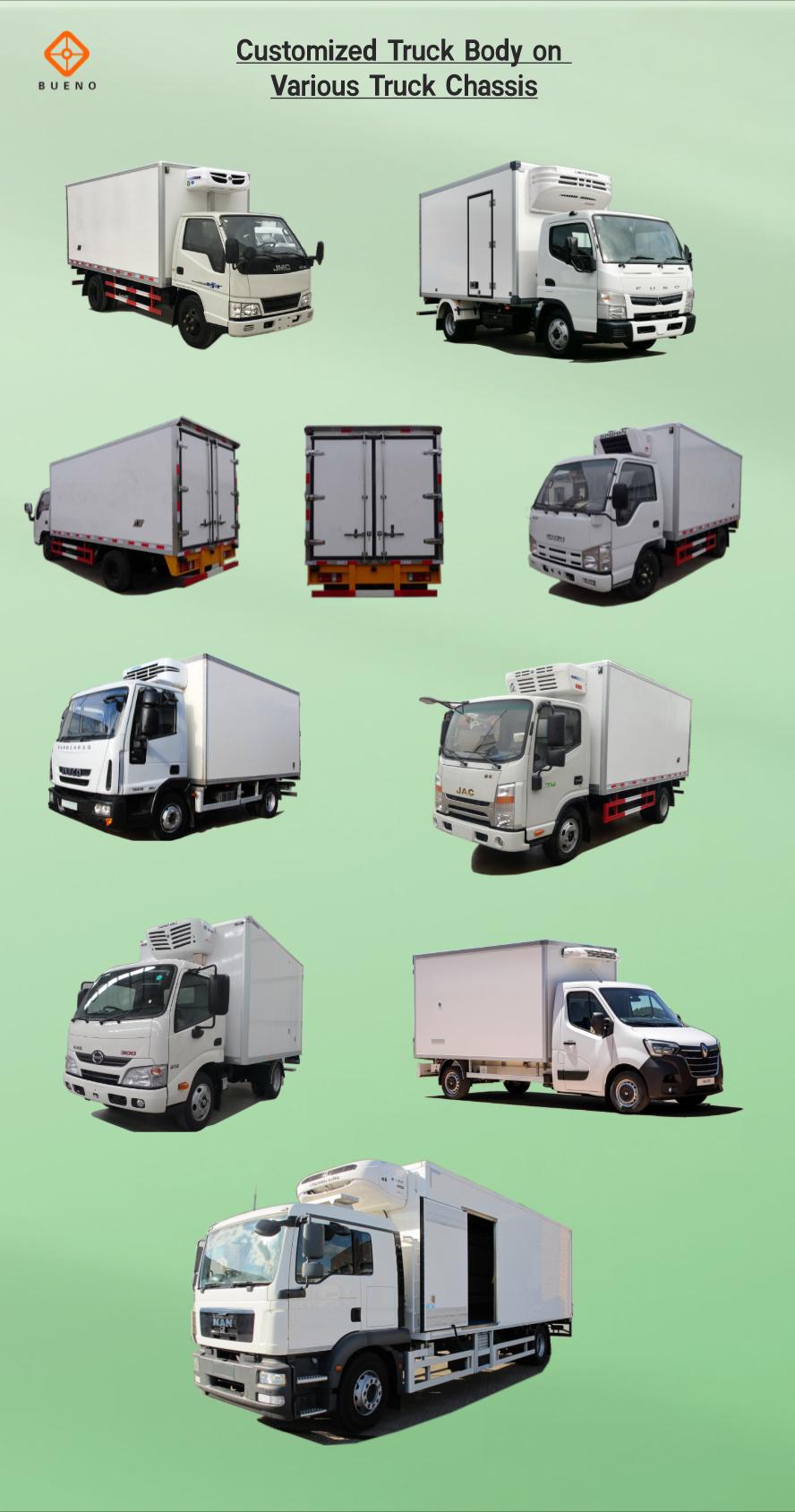 Bueno Brand High Quality FRP Composite Panel Insulation Refrigerated Truck Body for Isuzu Hino Renault Truck Chassis