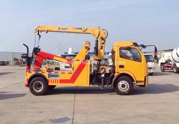 Intergrated Under Lift Wheel Lifting Towing 3ton Telescopic Crane Car Dongfeng Mini Wrecker Tow Truck