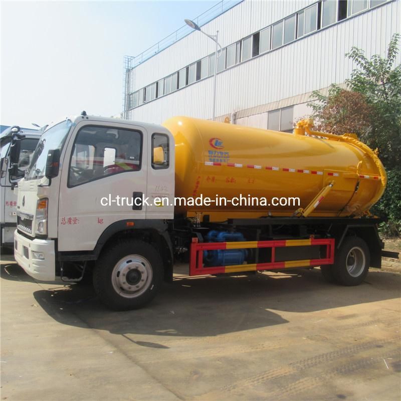 China Sinotruk HOWO 4*2 5000liters 6000liters 7000liters 8000liters City Street Shaft/Wells Cleaning Truck 8t 8tons Fecal Sewage Vacuum Suction Truck on Sale