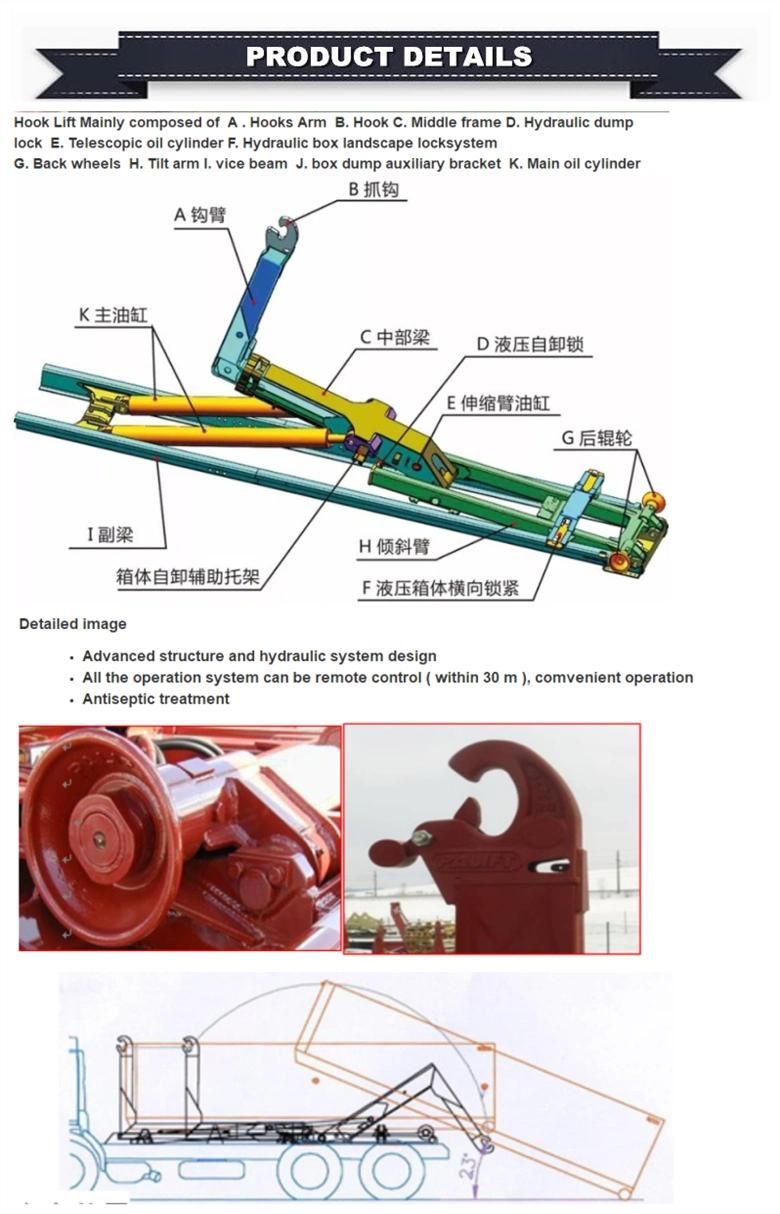 Small 4 Cubic Meters Euro3 4cbm 4m3 Container Hook Lift Garbage Truck 4tons