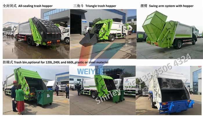 HOWO Isuzu Dongfeng JAC Trash Refuse Recycling Truck 5tons 8m3 8 Cubic Meters Municipal Sanitation Rubbish Refuse Collection Vehicle