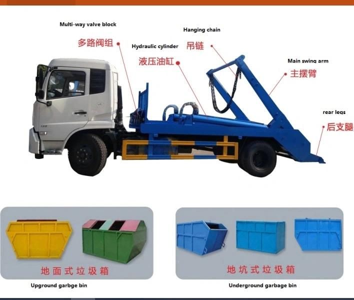 Sinotruk HOWO 4X2 8cbm Swing Arm Skip Loader Refuse Truck