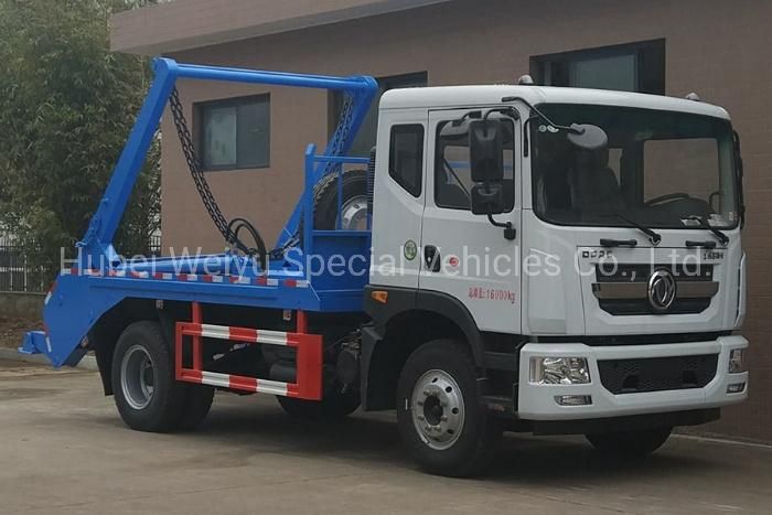 Dongfeng 10m3/10cbm/10000liters Skip Backhoe Loader Refuse Collection Machine Swing Arm Garbage Container Sanitation Vehicle Arm Roll Garbage Truck