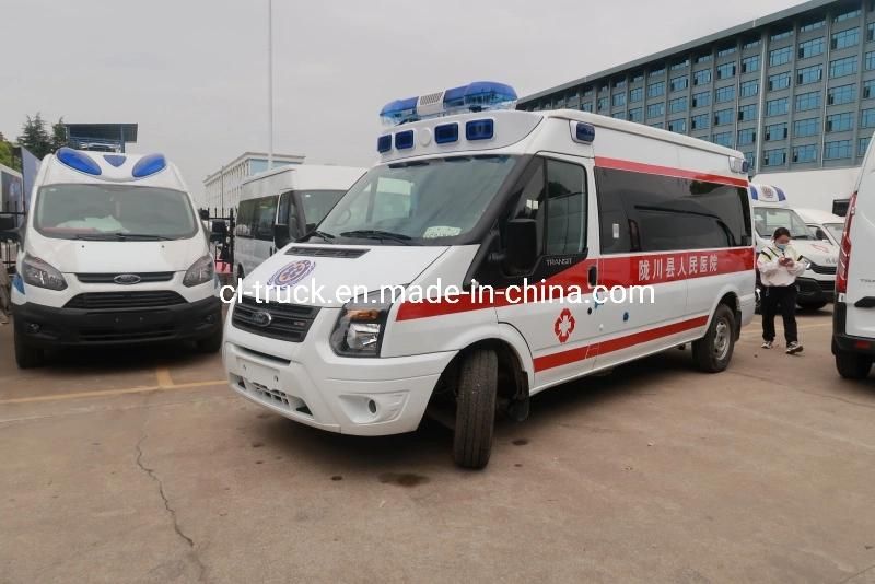 Made in China Ford 4X2 ICU Monitor Transport China Ambulance Bus