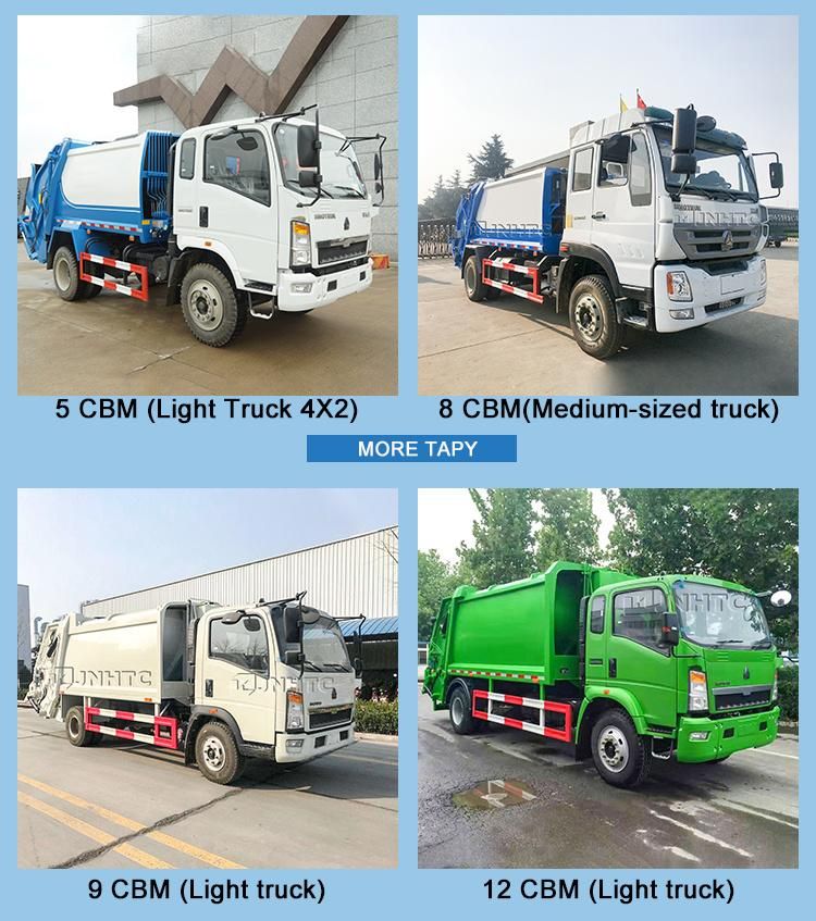 Sinotruk HOWO 4X2 Mini Garbage Washing Truck 5ton 12ton 20ton Light Refuse Collector Small Garbage Trucks for Sale