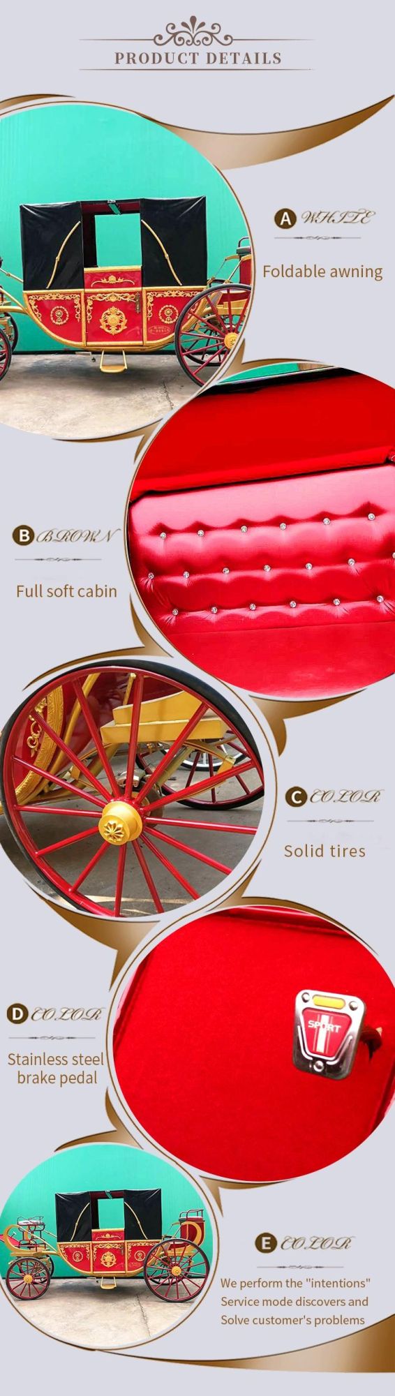 Alibaba Hot Sale Electric Royal Horse Drawn Carriage for Sale