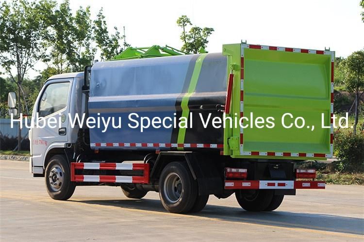Dongfeng 5cbm Capacity Hanging Bucket Side Load Garbage Truck