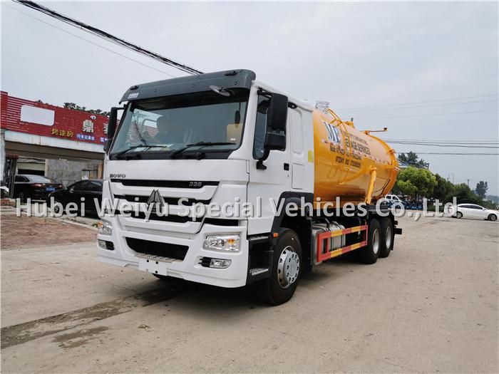 Sinotruk HOWO 16000liters Sludge Cleaning Sewage Suction Tank Truck with Italy Brand Vacuum Pump