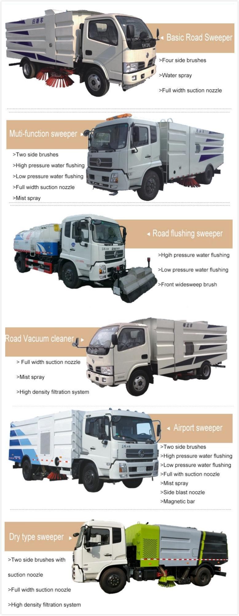 Four Broom Dongfeng 4X2 Road Sweeper Truck