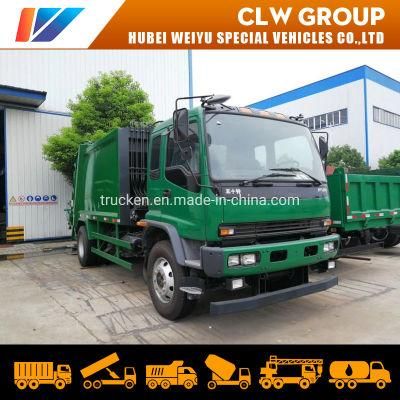 Isuzu Fvr Garbage Compactor Truck 6 Wheel 15m3 Waste Container Rear Loading Refuse Collection