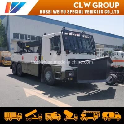Full Wheel Driving 6X6 Anti Riot Barrier Break Through Sinotruk HOWO 16ton Heavy Duty Road Recovery Wrecker Tow Truck with Front Shovel