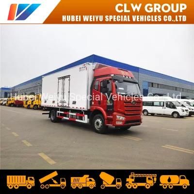 10tons FAW 4X2 Refrigerated Van Truck Refrigerator Vehicle with Carrier Hanxue Thermo King Freezer Unit