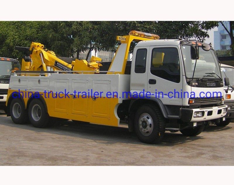 Heavy Duty Isuzu 6*4 22 Ton Integrated Tow and Crane Road Wrecker Truck