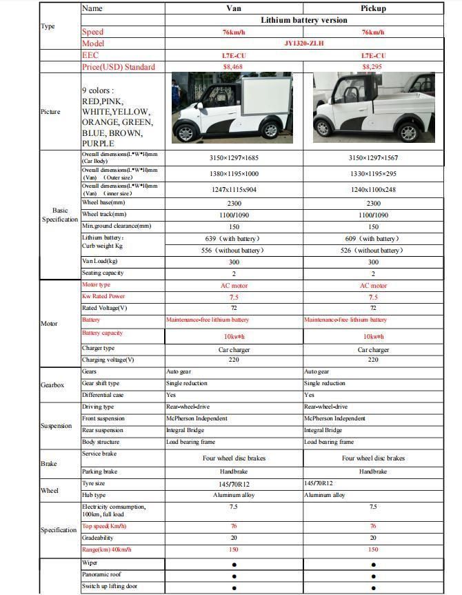 Electric Four-Wheel Small Low-Speed Pickup Truck for Truck Transport Vehicle