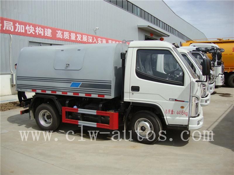 China FAW 4X2 5cbm/5000liters Dustbin Mini Sealed Garbage Truck