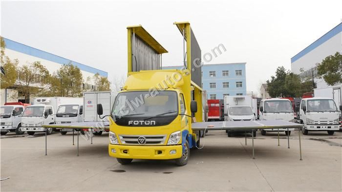 Foton Small Roadshow LED Billboard Truck 2 Mobile Stage 2 Screen Lifting