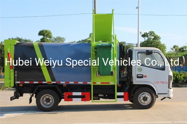 Dongfeng 5cbm Capacity Hanging Bucket Side Load Garbage Truck