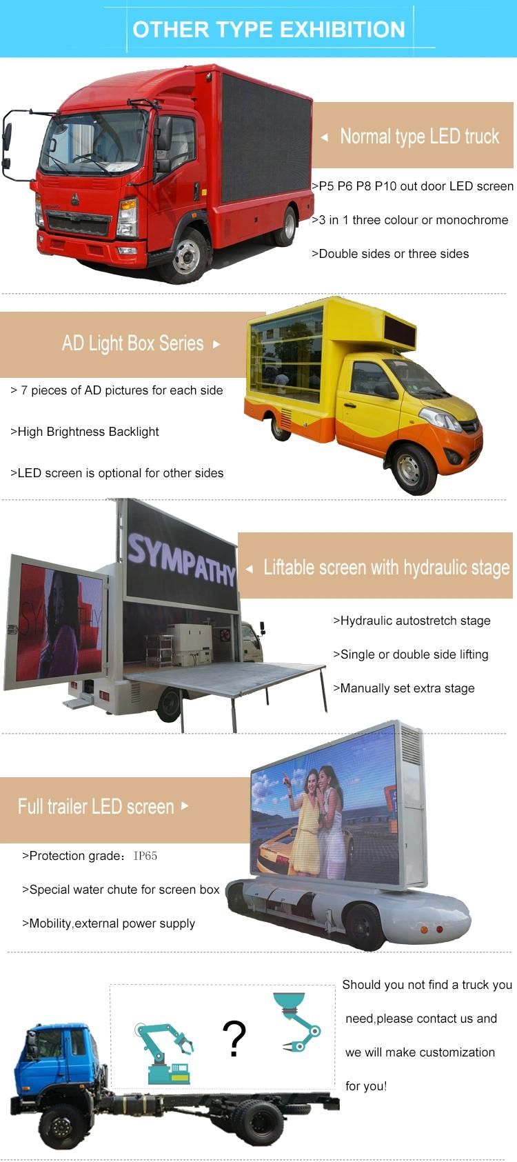 Sinotruk HOWO P6 P5 Mobile LED Advertising Truck Screen Truck