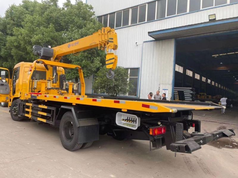 HOWO 8t Slide Bed Flatbed Wrecker Tow Truck Mounted Crane