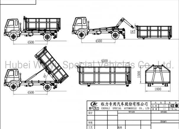 Dongfeng 10ton 4*2 Hydraulic Hook Arm Lifting Refuse Garbage Truck Waste Recycling Truck