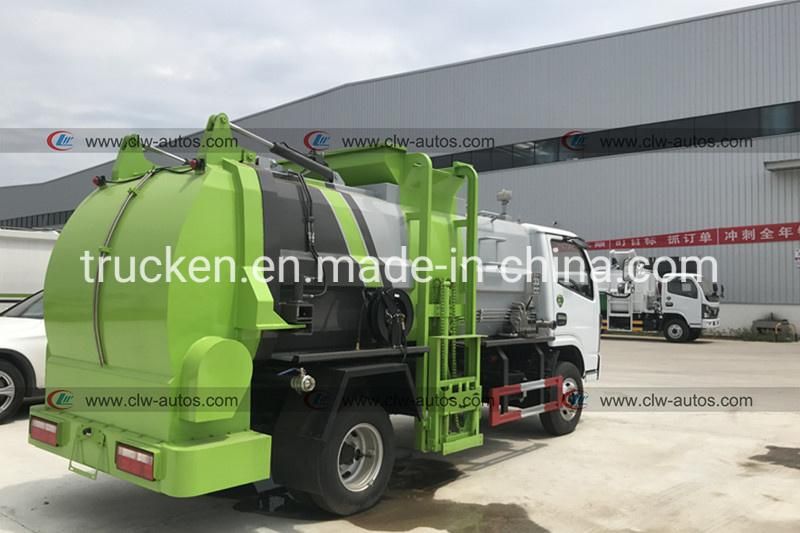 Side Loader Refuse Truck Dongfeng 4X2 120HP 6 Wheel 5m3 Small Hanging Bucket Garbage Truck