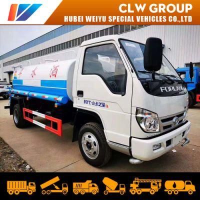 Small Water Bowser Truck 3000L to 5000L Capacity Stainless Steel/Carbon Steel Material