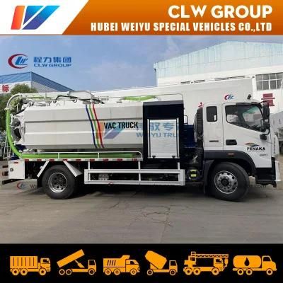 Foton 12000liters Sewer Flushing Vehicle Vacuum Pump with Quick Suction and Discharge 10tons Sewage Jetting Truck