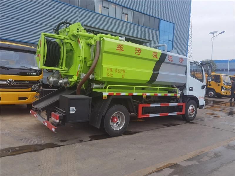 China Hot Sale Dongfeng 4*2 4cbm Sewage Vacuum Suction High Pressure Jetting Cleaning Truck 5000 Liters Sewage Suction Truck