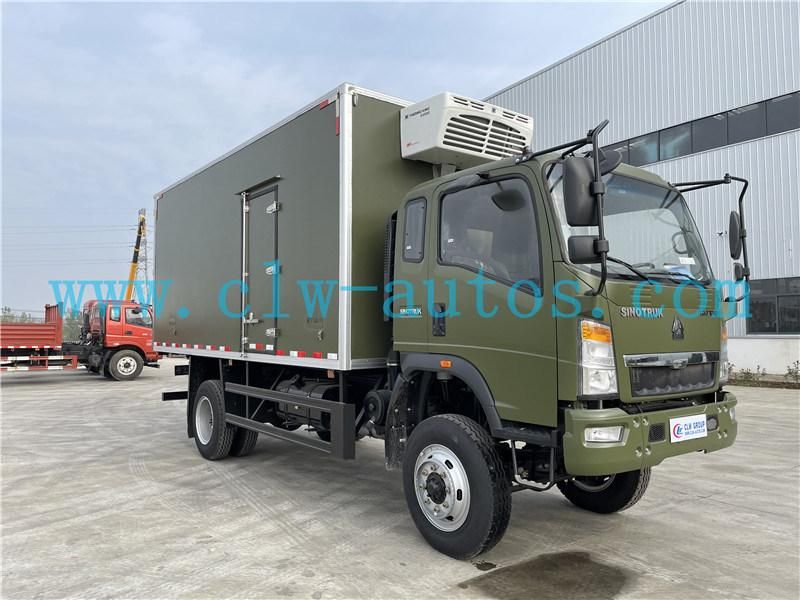 10tons 15tons 30cbm Sinotruk HOWO 4X4 Refrigerated Van Truck with Carrier Hanxue Thermo King Freezer Unit