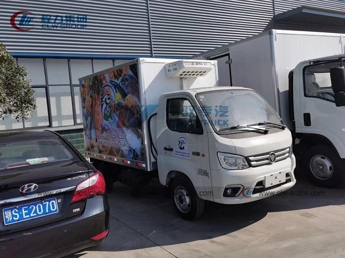 Good Price Foton Mini 1ton Petrol Seafood and Fish Delivery Refrigerator Van Truck