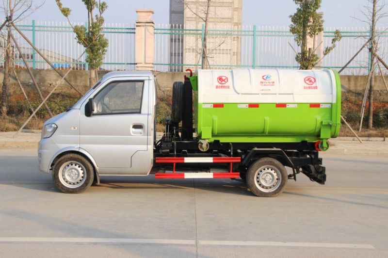 4X2 Dongfeng 3cbm 4cbm Mini Hook Lift Garbage Truck