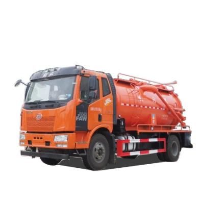 FAW 10-14ton Sewage &amp; Fecal Suction Truck (14000L Vacuum Sewage Suction Truck with Hydraulic Lifting Open Rear Door)