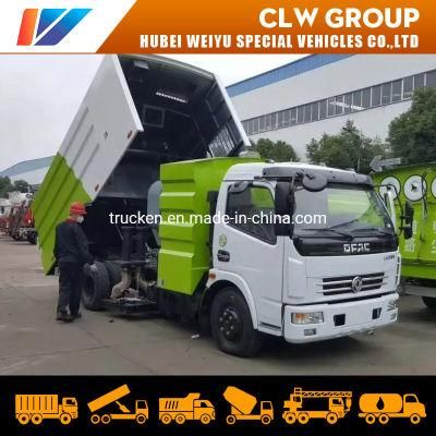 Desert Sand Dry Area Road Cleaning 5ton 6ton Vacuum Sweeping Vehicle with Auxilary Engine Water Spraying Dust Cleaning System