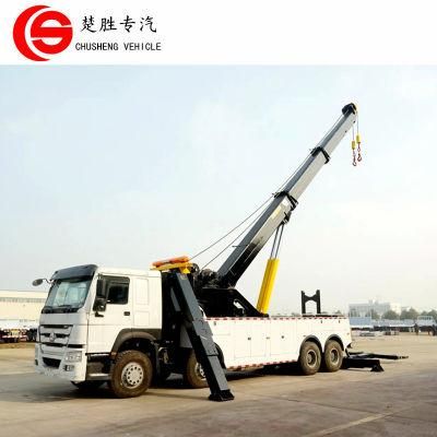 China Heavy 10 Wheel 360 Degree Rotator 50ton Road Wrecker Tow Trucks 50ton HOWO Towing Wrecker Truck