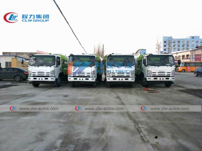 International Brand 4X2 China Four Brushes 8tons with 6cbm Dust Bin and 2cbm Water Tanker