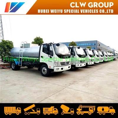 Foton 5000liters 5cbm 5tons Water Bowser Truck Stainless Steel 304 2b Drinking Water Transport Truck