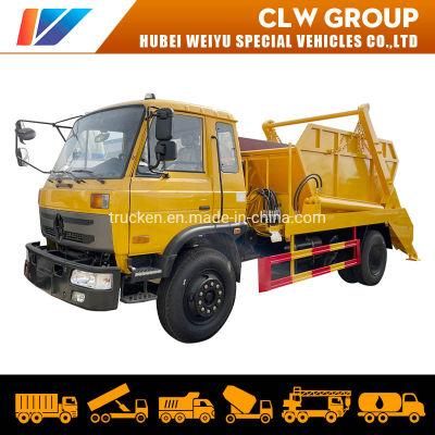 Dongfeng Cummins 190HP 10m3 Volume 10ton Swing Arm Skip Loader Garbage Truck with hydraulic Arm Pulling System