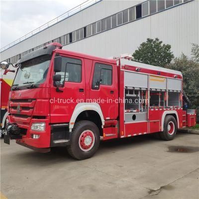 Good Quality HOWO 4X2 Rescue Fire Engine with Crane