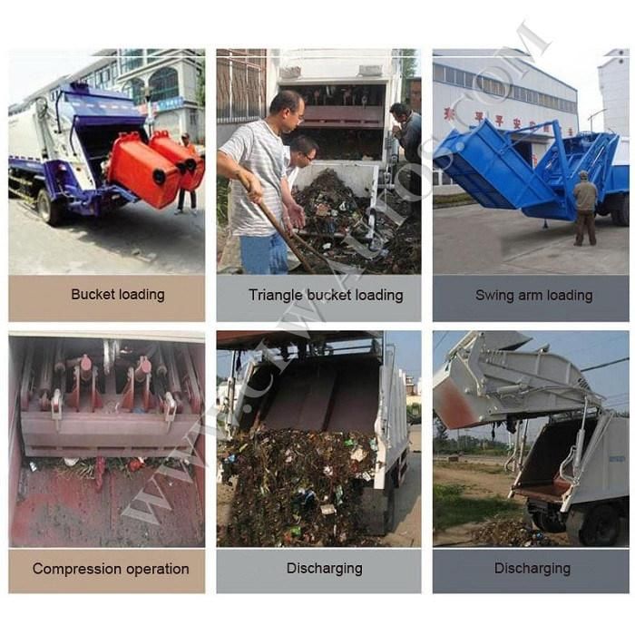 Waste Management Read Loader Compactor Compressed Garbage Truck for Cambodia