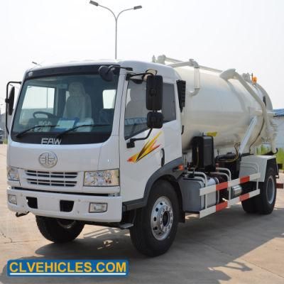 FAW High Pressure Cleaning 10000liter 10m3 Sewage Suction Tanker Truck