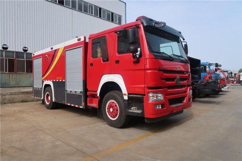 HOWO 4X2 Stainless Steel Water and Dry Powder Fire Truck 8000liters