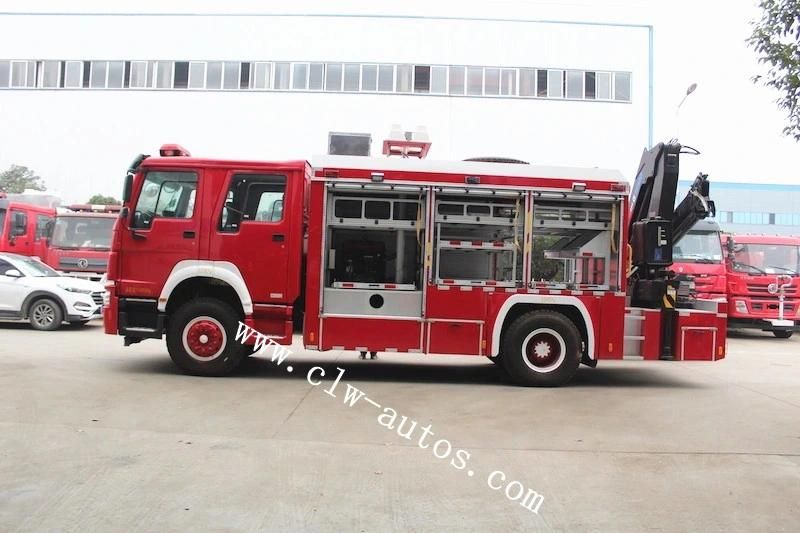 Sinotruk HOWO 4X2 Fire Truck Emergency Rescue Truck Firefighting Truck with Search Light and Crane and Winch