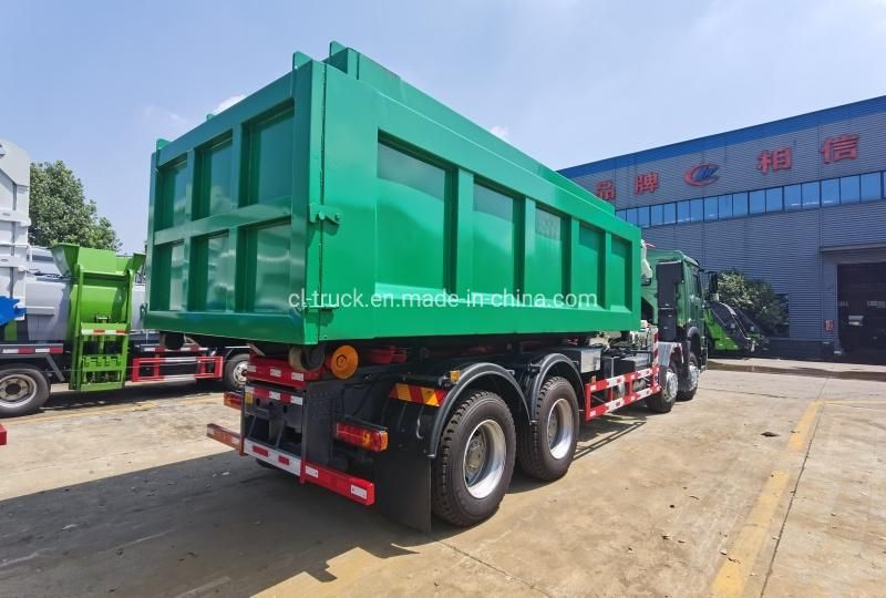 HOWO 8X4 Hook Lift Garbage Truck with Crane