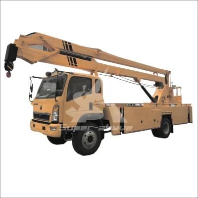 12m 16m 18m 20m Telescopic Boom Aerial Working Truck with Bucket