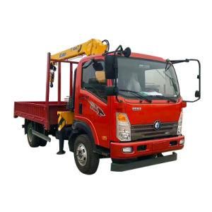 4X2 Famous Brand HOWO 3-4t Ton Low Bed Truck with 3.2t Crane Cheap Price for Sale