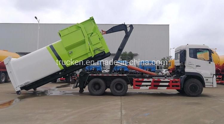 10wheels 6X4 18ton Dongfeng Hook Lift Garbage Truck Rear Loader Refuse Waste Loading Hooklift Garbage Container Truck