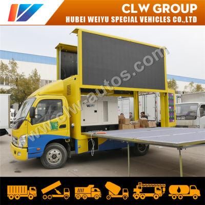 Foton Small Roadshow LED Billboard Truck 2 Mobile Stage 2 Screen Lifting