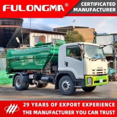 Fulongma Side Loader Green Color Refuse Collection Truck for Kitchen Waste