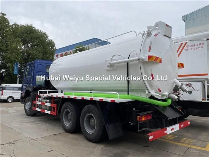 HOWO 16cbm Sewage Vacuum Truck Sewer Cleaning Truck with Jurpo Vacuum Pump